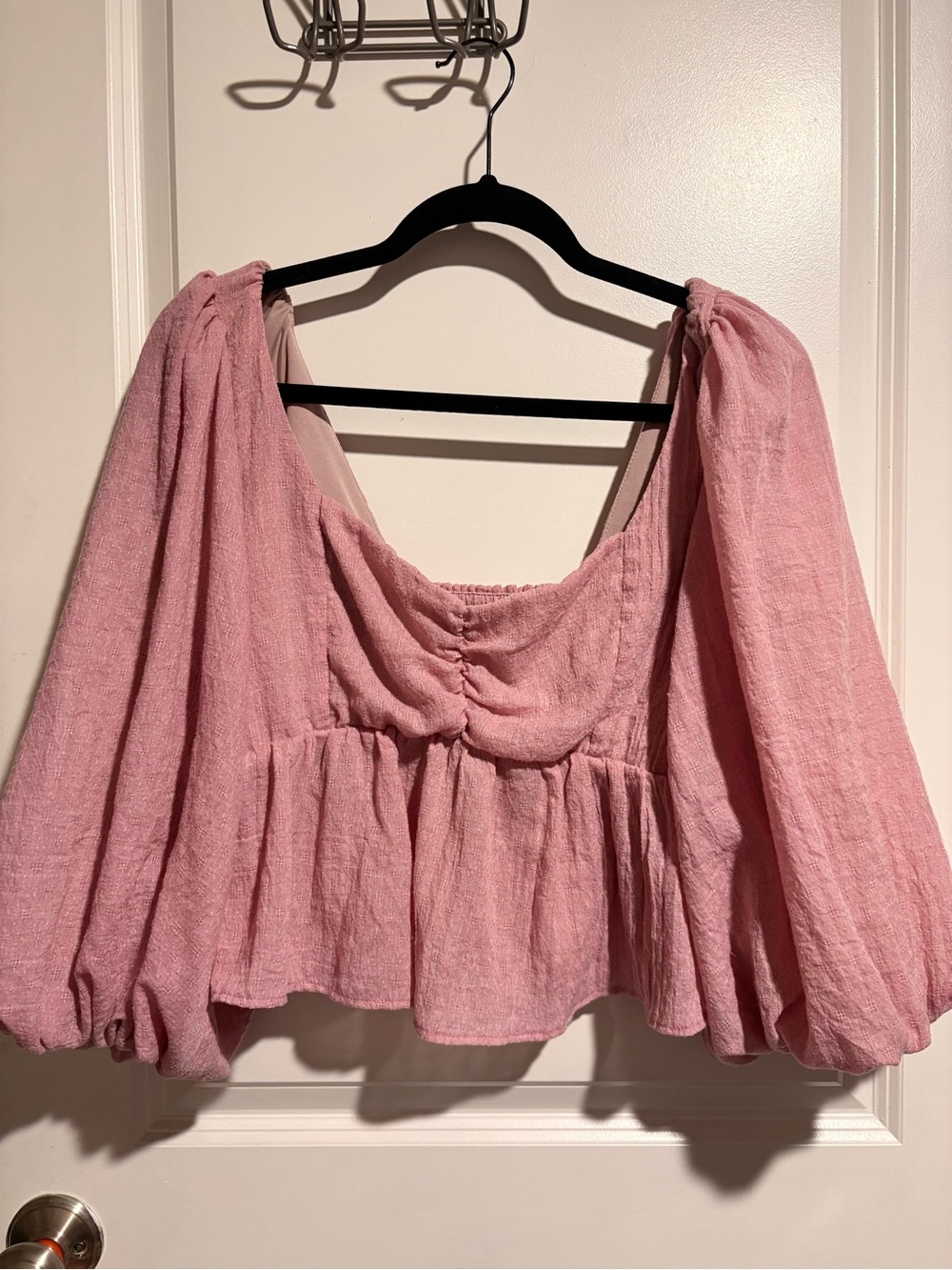 Show Me Your MuMu Dusty Pink Puff-Sleeve Peasant Cropped Blouse